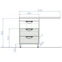 Тумба с раковиной Style Line Жасмин 60 3 ящика (Cosmos 1200 L)