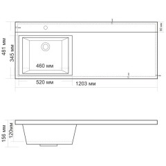 Тумба с раковиной Style Line Жасмин 60 3 ящика (Cosmos 1200 L)