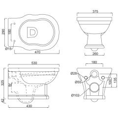 Унитаз подвесной BelBagno Boheme BB115CH+BB115SCM безободковый