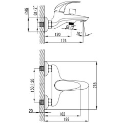 Смеситель для ванны Iddis Leaf LEASB00i02