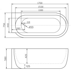 Ванна акриловая BelBagno BB11-1700L