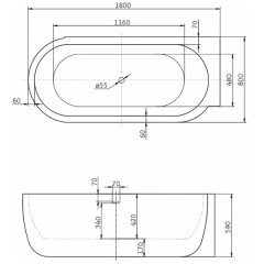 Ванна акриловая BelBagno BB11-1800R