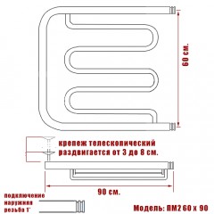 Полотенцесушитель водяной Ника ПМ2 60x90