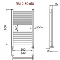 Полотенцесушитель водяной Ника Modern ЛМ 2 с вентилями 60x40