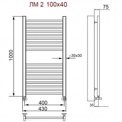 Полотенцесушитель водяной Ника Modern ЛМ 2 с вентилями 60x40