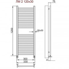 Полотенцесушитель водяной Ника Modern ЛМ 2 с вентилями 80x40