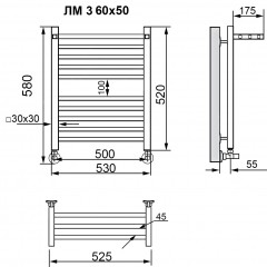 Полотенцесушитель водяной Ника Modern ЛМ 3 60x40