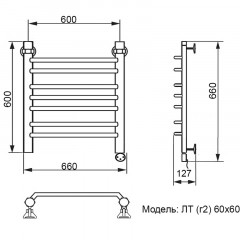 Полотенцесушитель электрический Ника Trapezium ЛТ (г2) 60x60