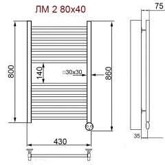 Полотенцесушитель электрический Ника Modern ЛМ 2 хром масляный 80x40