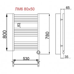 Полотенцесушитель электрический Ника Modern ЛМ 6 белый масляный 80x50