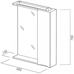 Зеркальный шкаф BelBagno Marino 60 bianco lucido MARINO-SPC-600/750-1A-BL-P-L