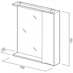 Зеркальный шкаф BelBagno Marino 70 bianco lucido MARINO-SPC-700/750-1A-BL-P-L