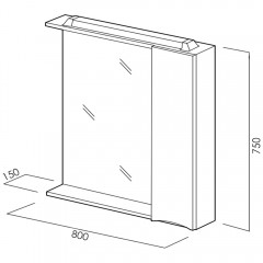 Зеркальный шкаф BelBagno Marino 80 bianco lucido MARINO-SPC-800/750-1A-BL-P-R