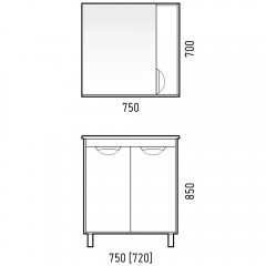 Зеркало-шкаф Corozo Чикаго 75 SD-00000303