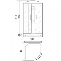 Душевая кабина River Nara Light 90/15 МТ с поддоном