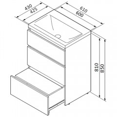 Тумба под раковину am pm gem s m91fsx0602wg напольная 60 см 3 ящика белый