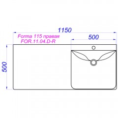 Раковина мебельная Aqwella Forma 115 FOR.11.04.D-R