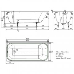 Ванна чугунная Wotte Start 170x75 с отверстиями для ручек
