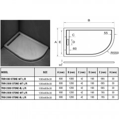 Поддон из литьевого мрамора WeltWasser TRR 12090 STONE-WT R