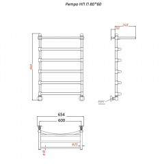 Полотенцесушитель Тругор Ретро НП П 80х60