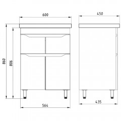 Тумба с раковиной ASB-Mebel Бари 60-2.2