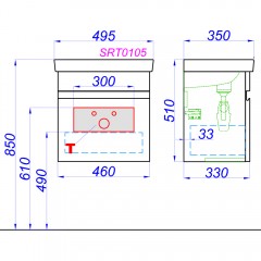 Тумба с раковиной Aqwella Smart 50 бетон