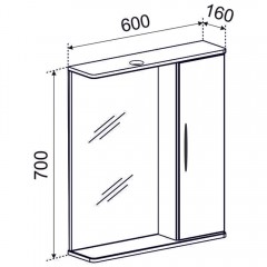 Зеркало-шкаф Emmy Рокард 60 R rok3.60bel-r