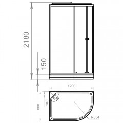 Душевая кабина Domani-Spa Delight 128 L голубые стенки/прозрачное стекло DS01D128LLDbCl00