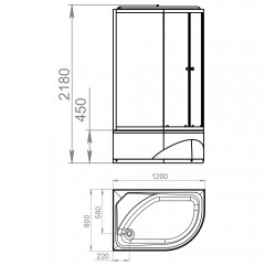 Душевая кабина Domani-Spa Delight 128 high L голубые стенки/прозрачное стекло DS01D128LHDbCl00