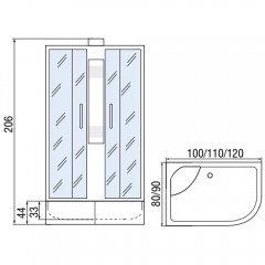 Душевая кабина Мономах 100/80/44 R без крыши