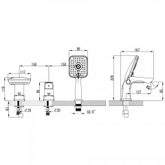 Смеситель на борт ванны Lemark Unit LM4545C