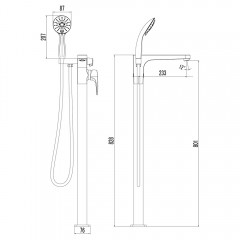 Смеситель для ванны Lemark Shift LM4344C напольный