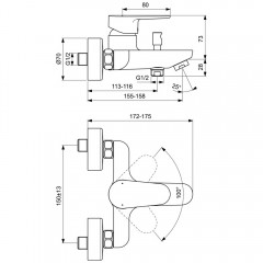 Смеситель для ванны Ideal Standard Cerafine BC500AA