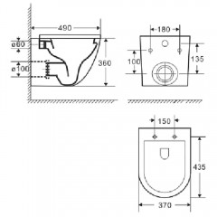 Унитаз подвесной Azario Grado AZ0046MB безободковый