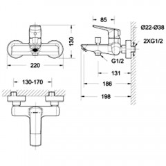 Смеситель для ванны Bravat Real F6121179CP-01