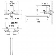 Смеситель универсальный Bravat Riffle F672106C-L