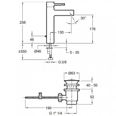 Смеситель для раковины Jacob Delafon Cuff E37303-CP