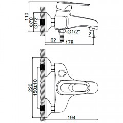 Смеситель для ванны Ledeme H04 L3204