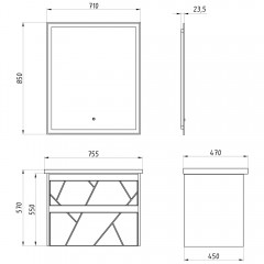 Тумба с раковиной ASB-Mebel Диана 75 белый