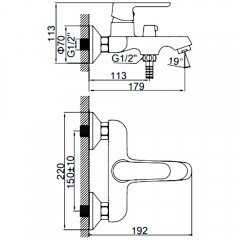 Смеситель для ванны Ledeme H77 L3277W