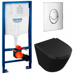 Инсталляция Grohe Rapid SL 38721001 + унитаз OWL Vind Cirkel-H Matt Black OWLT190305 безободковый с сиденьем