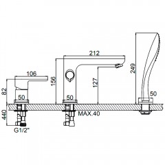 Смеситель на борт ванны Ledeme L1153W