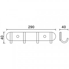 Планка с 4-мя крючками Ledeme 702 L70201B-4