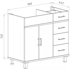 Тумба с раковиной Misty Купер 90 (4 ящика) L