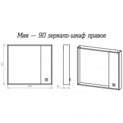 Зеркало-шкаф Misty Мия 90 R П-Ми03090-01П