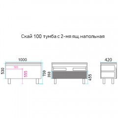 Тумба под раковину Misty Скай 100 напольная П-Ска07100-0112Я