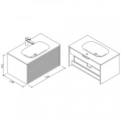 Тумба с раковиной AltroBagno Trento 800 white