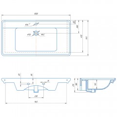 Тумба с раковиной ASB-Woodline Толедо 105 синий массив ясеня