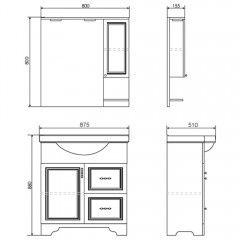 Зеркало-шкаф Comforty Севилья 85 слоновая кость