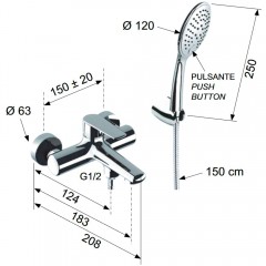 Смеситель для ванны Remer Vanity V02